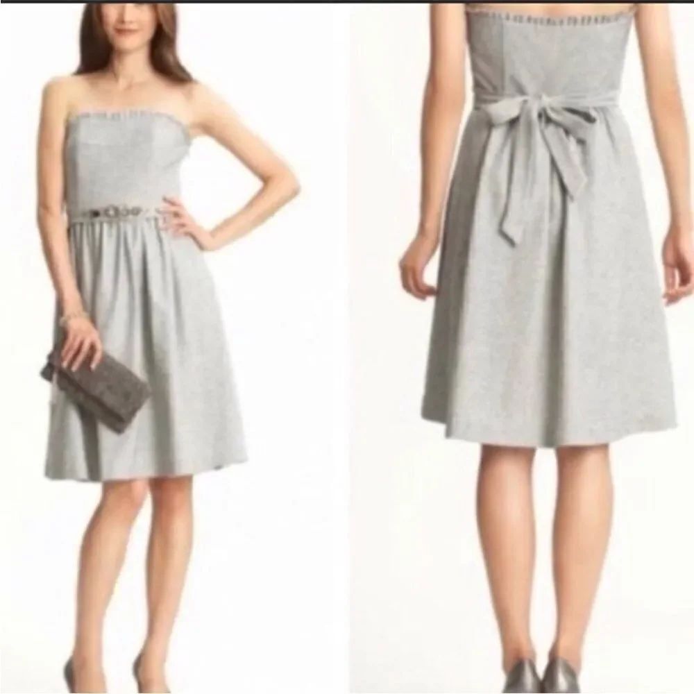 Banana Republic Dress Womens  Strapless Size 8P  Wool Pleated Trim NWT